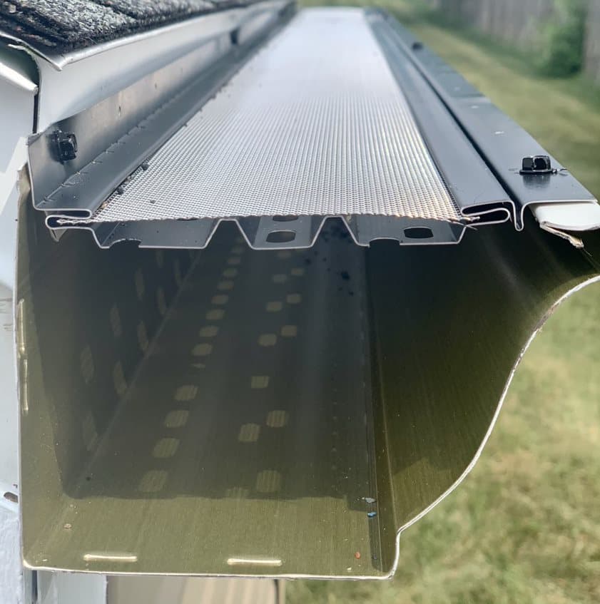 Hydro Flo gutter guard installed inside a K-style gutter