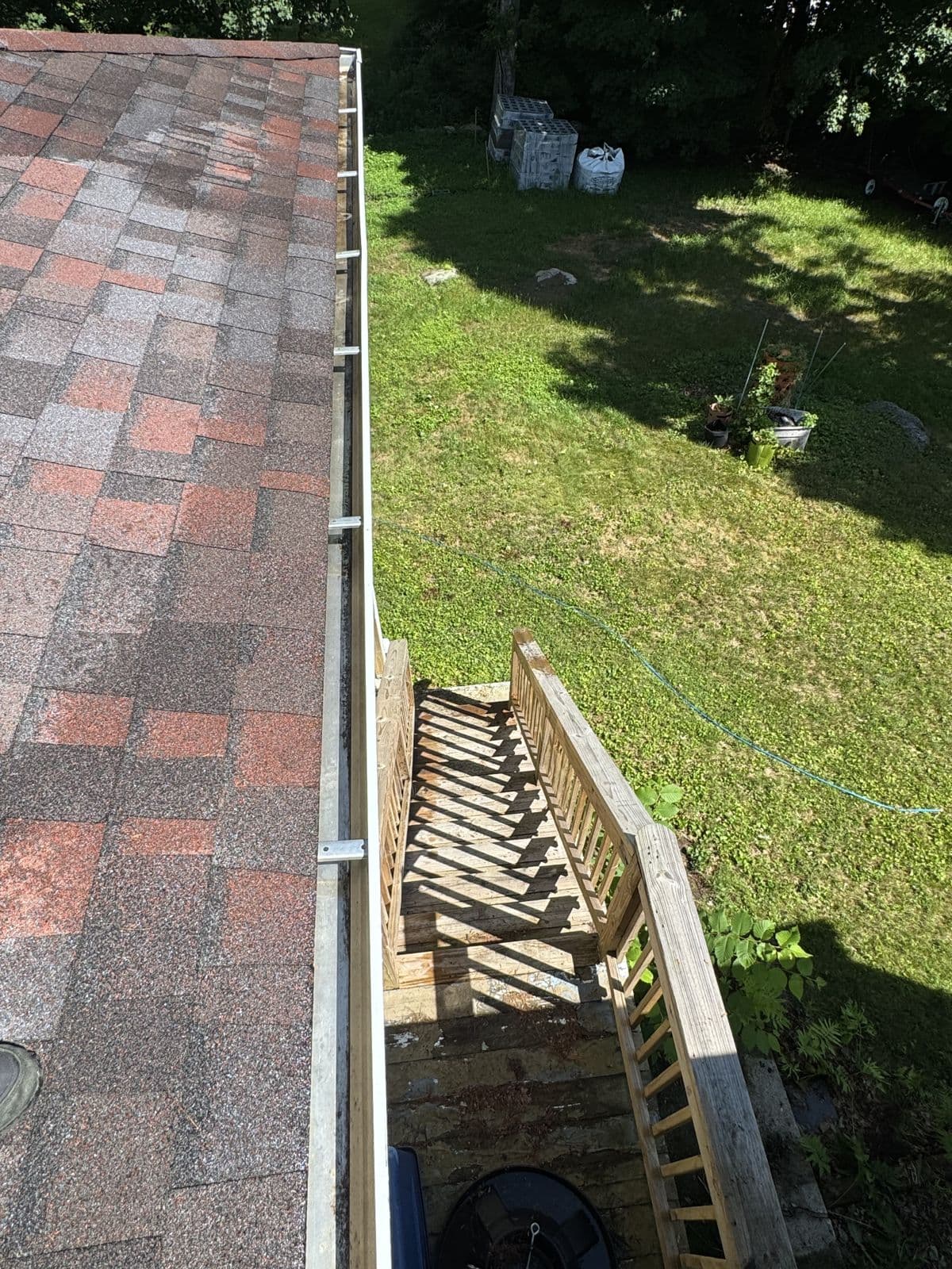Naugatuck: The same stairway-side gutter after accumulated debris was removed.