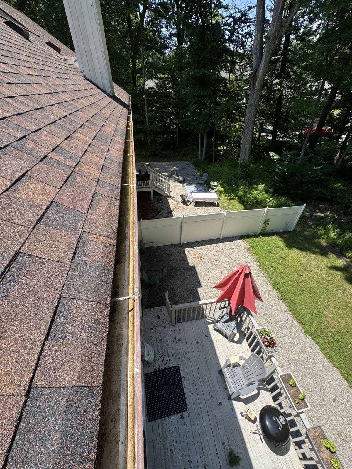 Wolcott: The same deck-side gutter with the channel exposed after cleaning.
